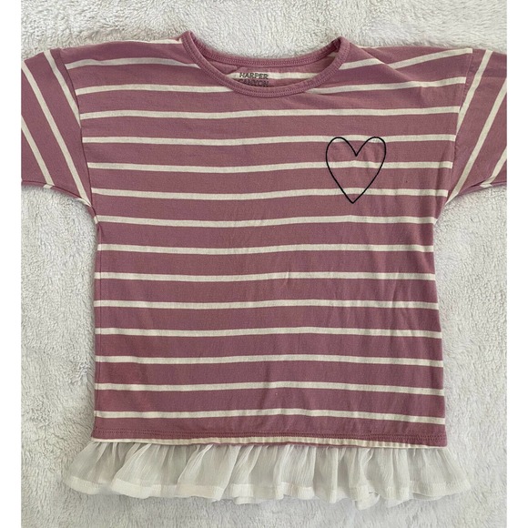 Harper Canyon Other - HARPER CANYON Purple Victoria Heart Stripe Chiffon Hem T-Shirt 8 #RK409416LG